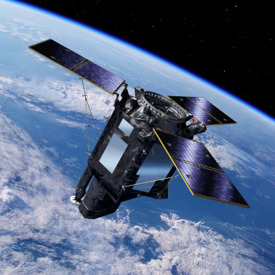 Der Satellit SeoSat über der Erde im Weltraum