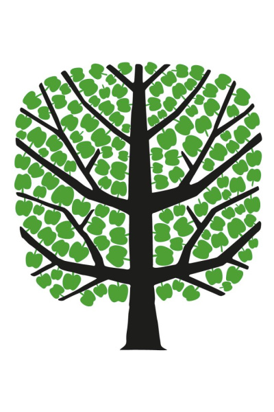 Das Gewinnerbild von Axel Rössler: Ein Baum mit vielen Äpfeln, welche zugleich die Blätter darstellen.