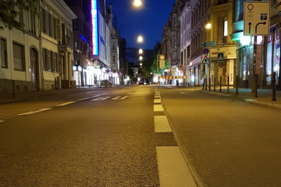 Leere Innenstadt von Wiesbaden im Lockdown