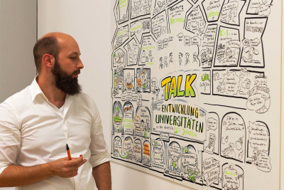 Raimund Frey beim Graphic Recording an der Uni Mainz.