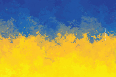 Bild mit den Farben der ukrainischen Flagge, unten Gelb, oben Blau.