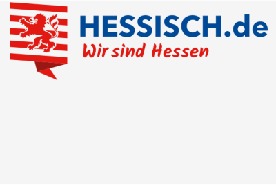 Logo des Blogs hessisch.de. Roter Hessen-Löwe, blaue Schrift.